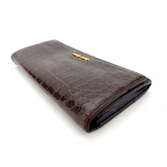Miu Miu Long Wallet Long Wallet Crocodile Brown Long Wallet T14045 - Picture 4 of 7